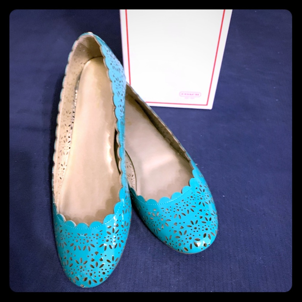 Coach Jade Green Scallop Ballet Flats - Size 7.5